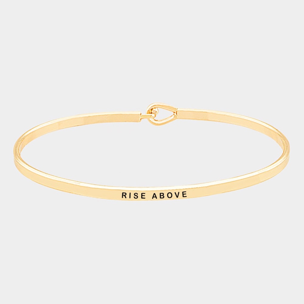 RISE ABOVE Mantra Brass Thin Metal Hook Bracelet
